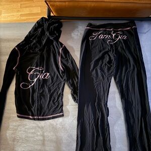 I.AM.GIA Black and Pink Track Pants & Hoodie Set